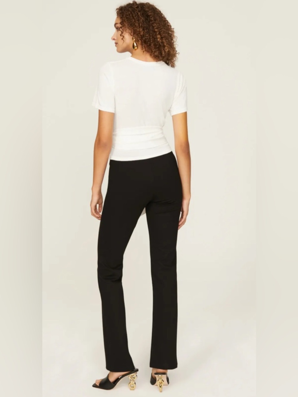 MODERN CITIZEN Jude Cropped Wrap Top Ivory Tie-Front Tee Sz L - Picture 13 of 16